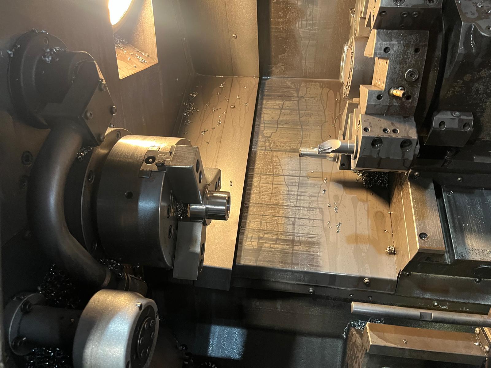 CNC turning operation closeup